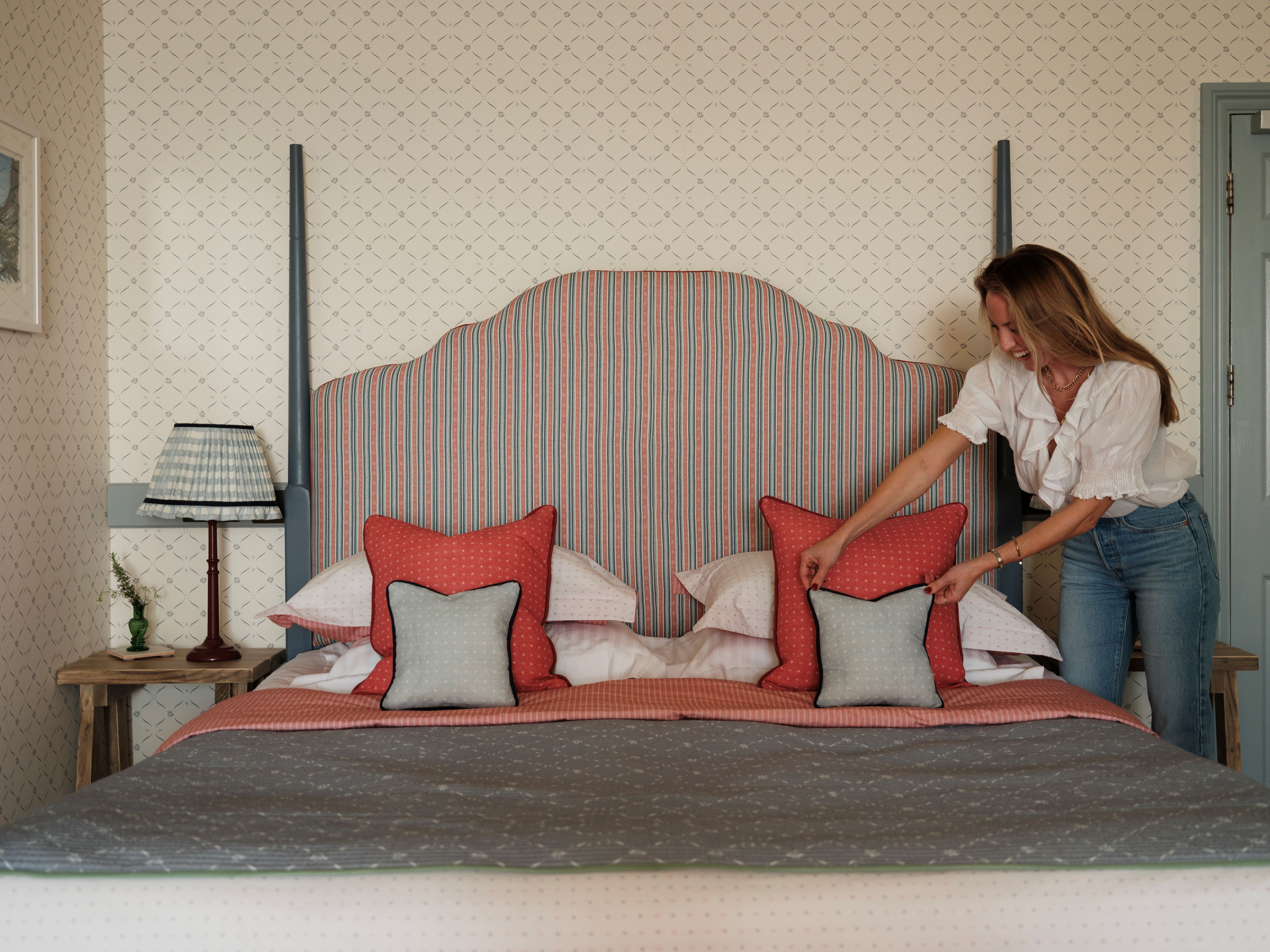 Minni Parker arranging a bed at The Headland