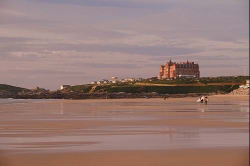 Fistral Beach with Headland Hotel in background