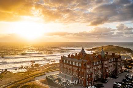 Sunset Over The Headland Hotel in Cornwall
