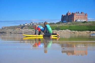 Surf School Teaching at Fistral Beach in Newquay, Cornwall