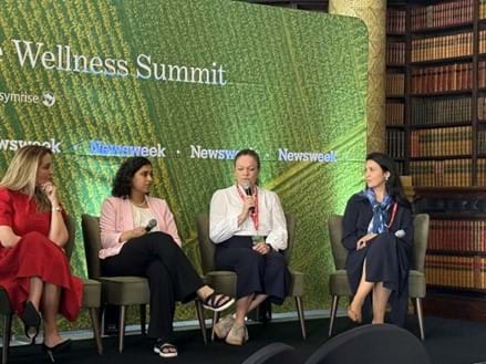 Veryan Palmer speaking at Newsweek Field to Future: The Sustainable Wellness Summit, as part of Climate Action Week in London.